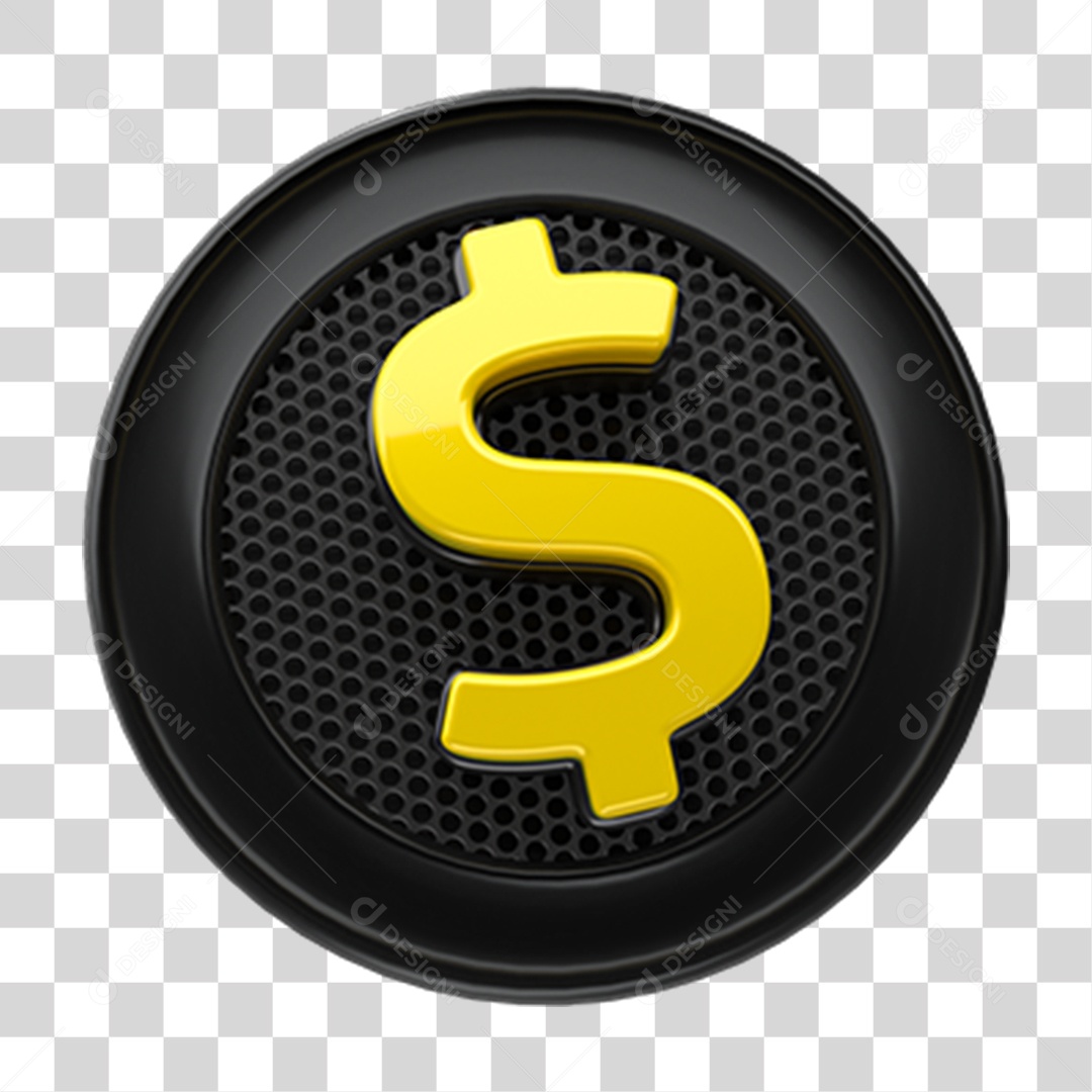 Elemento 3D Cifrão Símbolo PNG Transparente