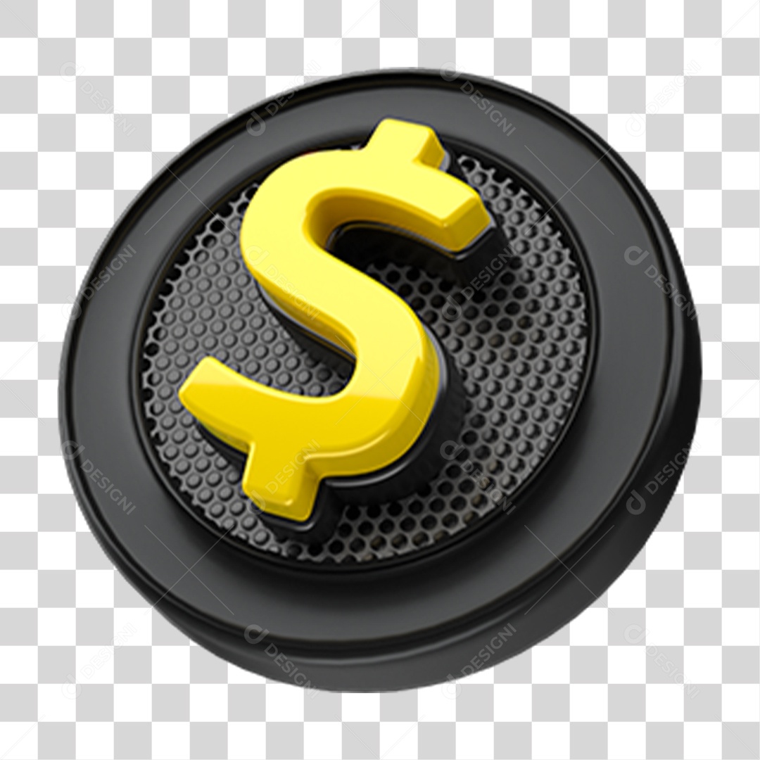 Elemento 3D Cifrão Símbolo PNG Transparente