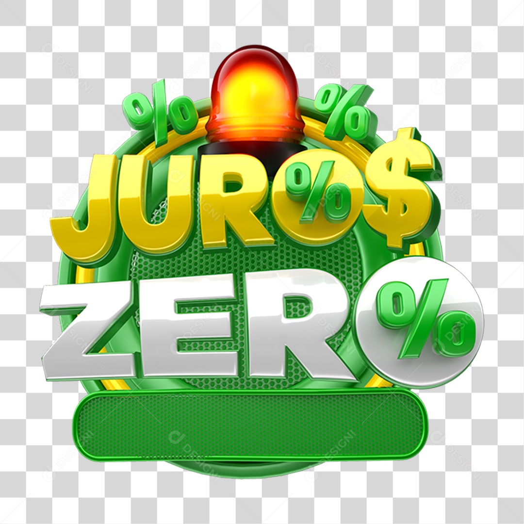 Selo 3D Juros Zero % PNG Transparente