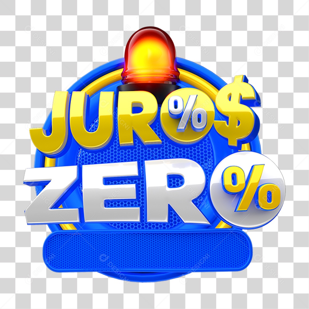 Selo 3D Juros Zero % PNG Transparente