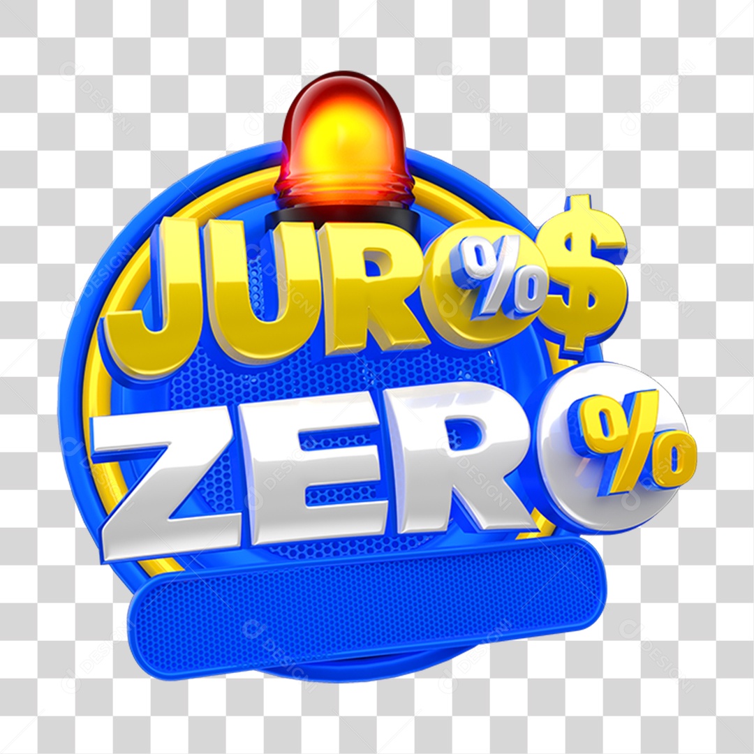 Selo 3D Juros Zero % PNG Transparente