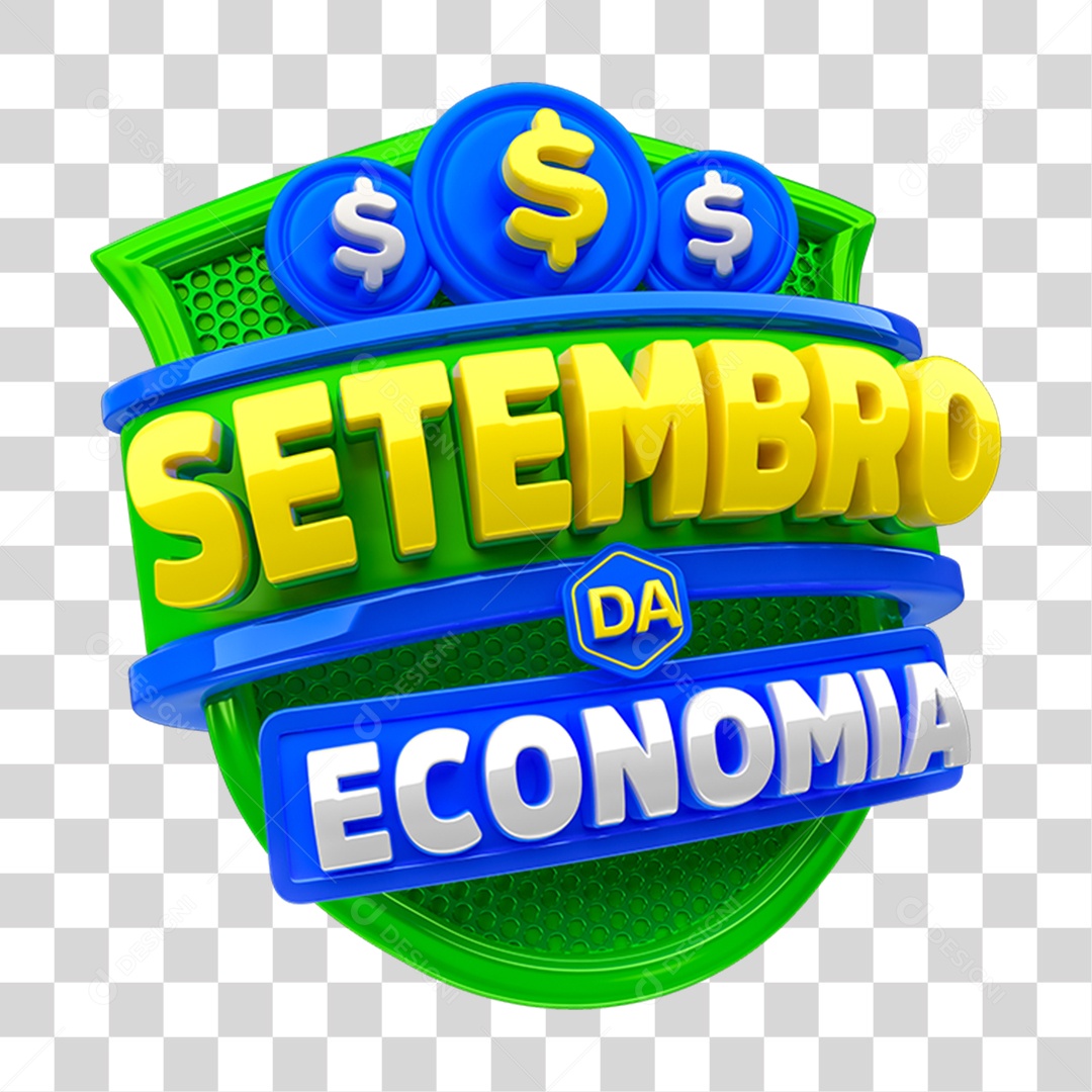 Selo 3D Setembro da Economia PNG Transparente