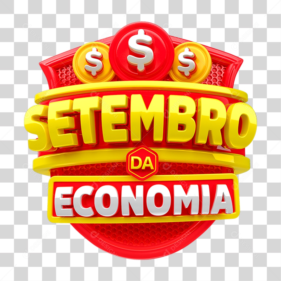 Selo 3D Setembro da Economia PNG Transparente