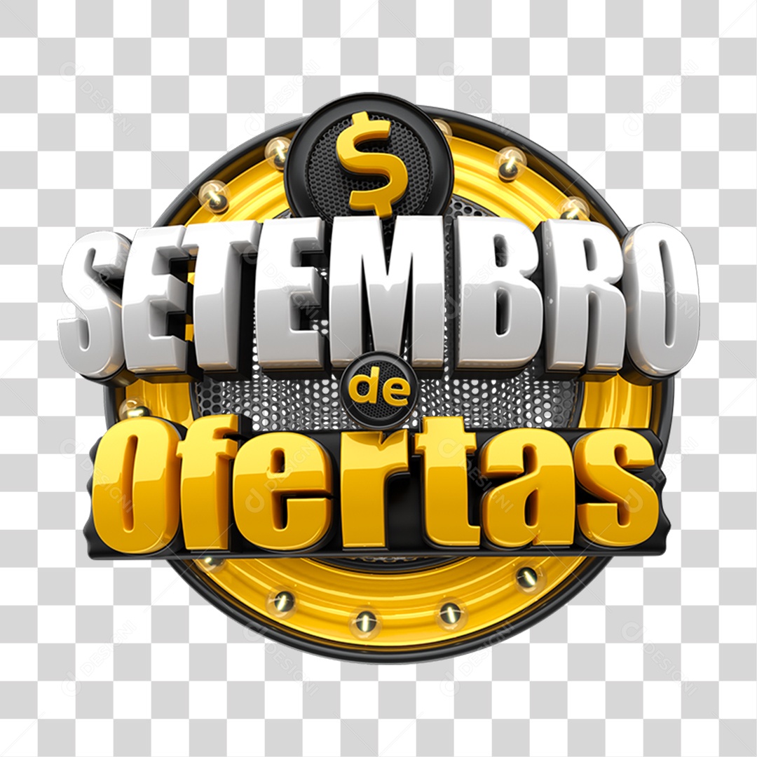 Selo 3D Setembro de Ofertas PNG Transparente