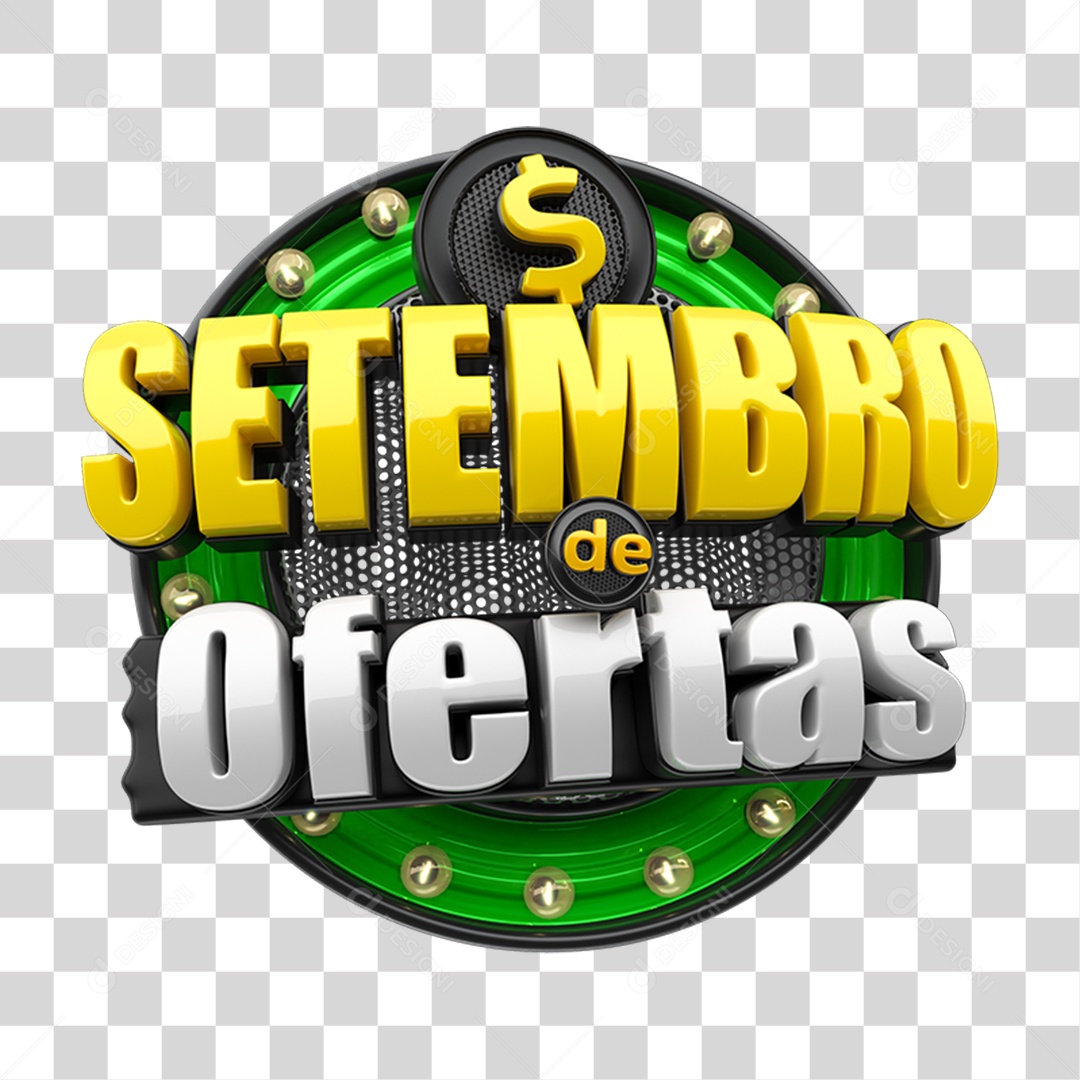 Selo 3D Setembro de Ofertas PNG Transparente