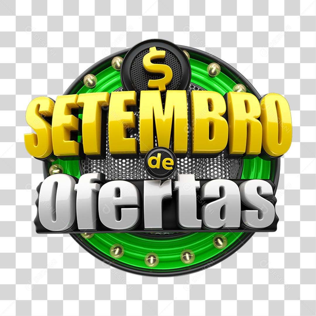 Selo 3D Setembro de Ofertas PNG Transparente
