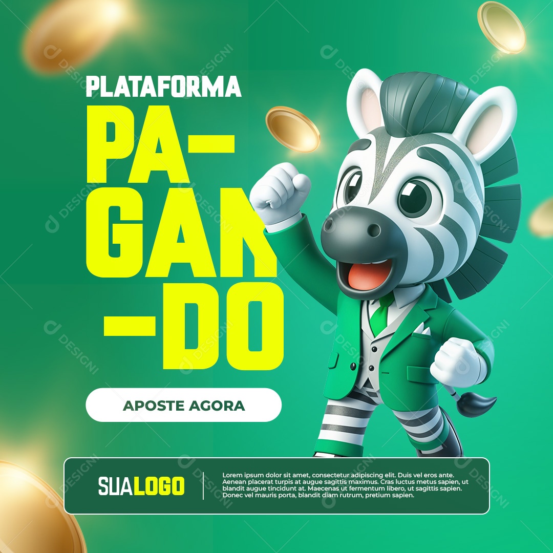 Feed Cassino Plataforma Pagando Social Media PSD Editável