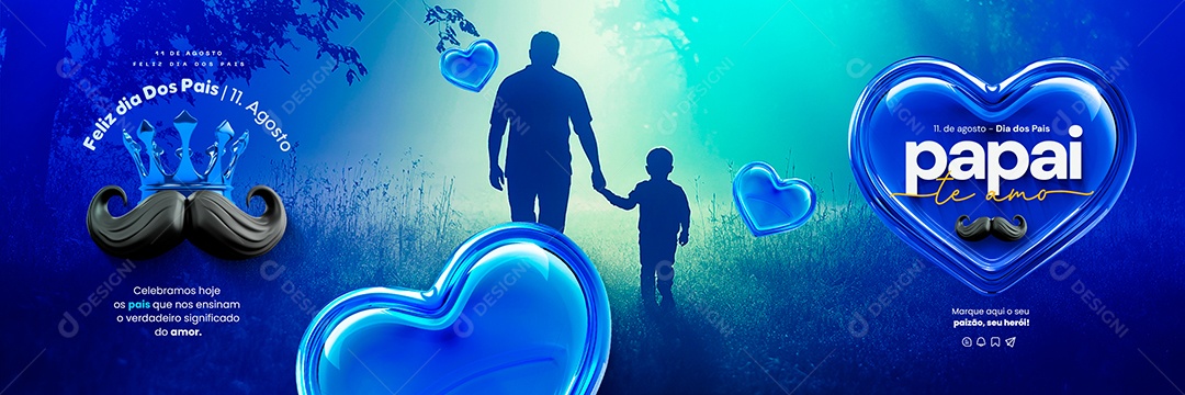 Carrossel Dia Dos Pais 11 de Agosto Te Amo Social Media PSD Editável