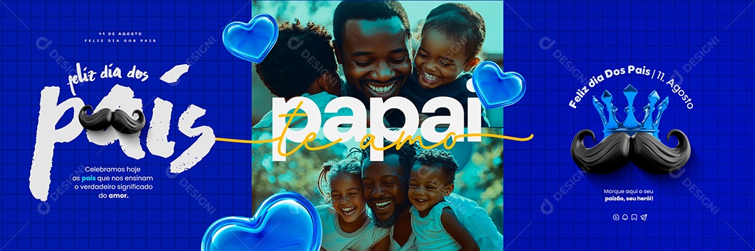 Carrossel Feliz Dia Dos Pais 11 de Agosto Te Amo Social Media PSD Editável