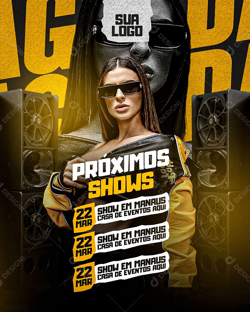 Flyer Agenda de Shows Artista Social Media PSD Editável