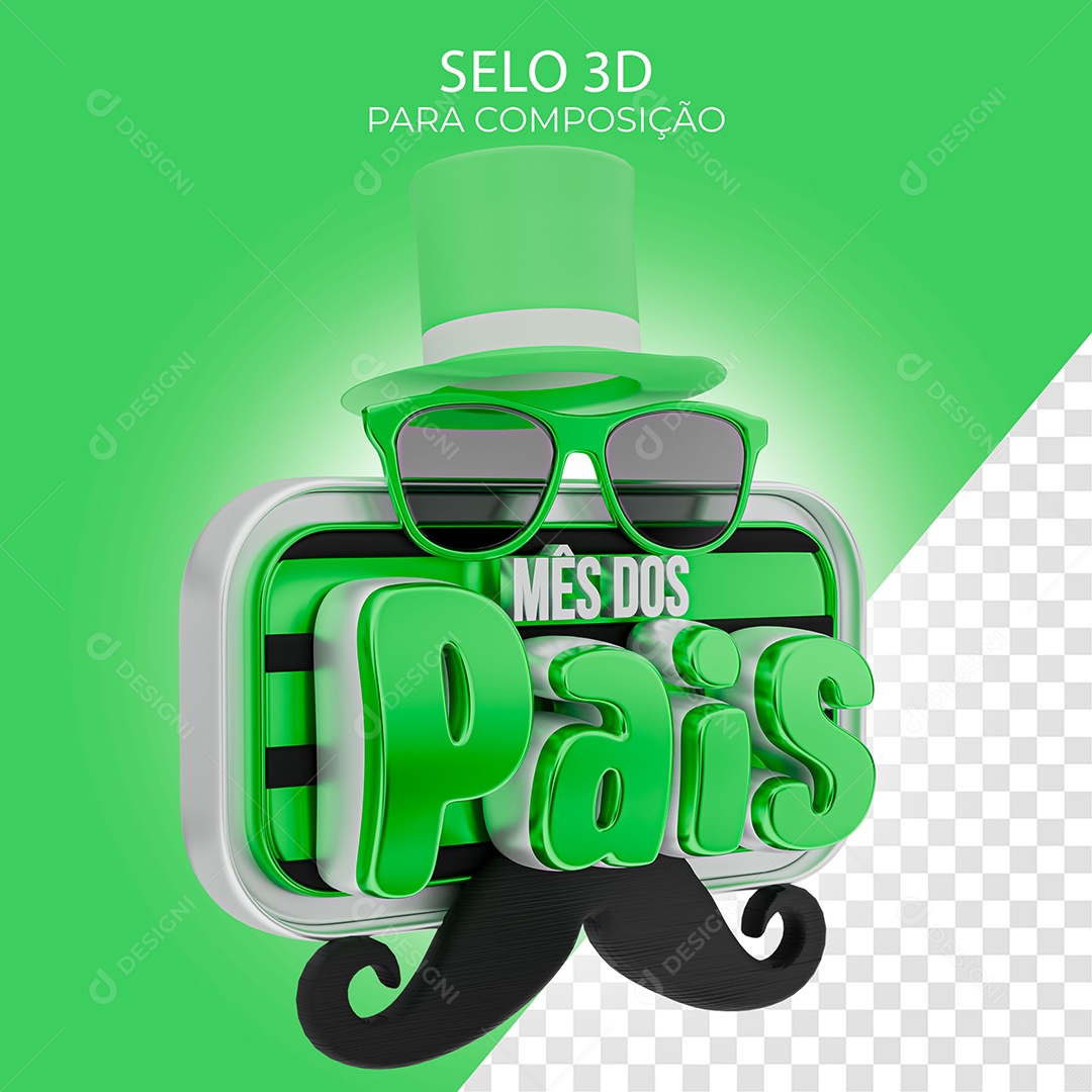 Mês dos Pais Selo 3D para Composição PSD