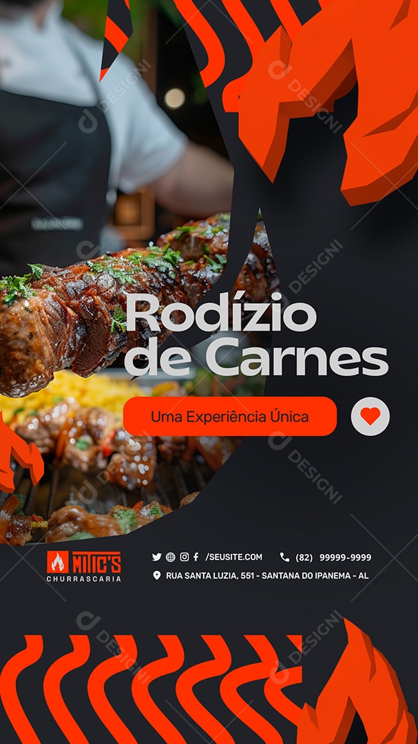 Story Churrascaria Rodízio de Carnes Social Media PSD Editável
