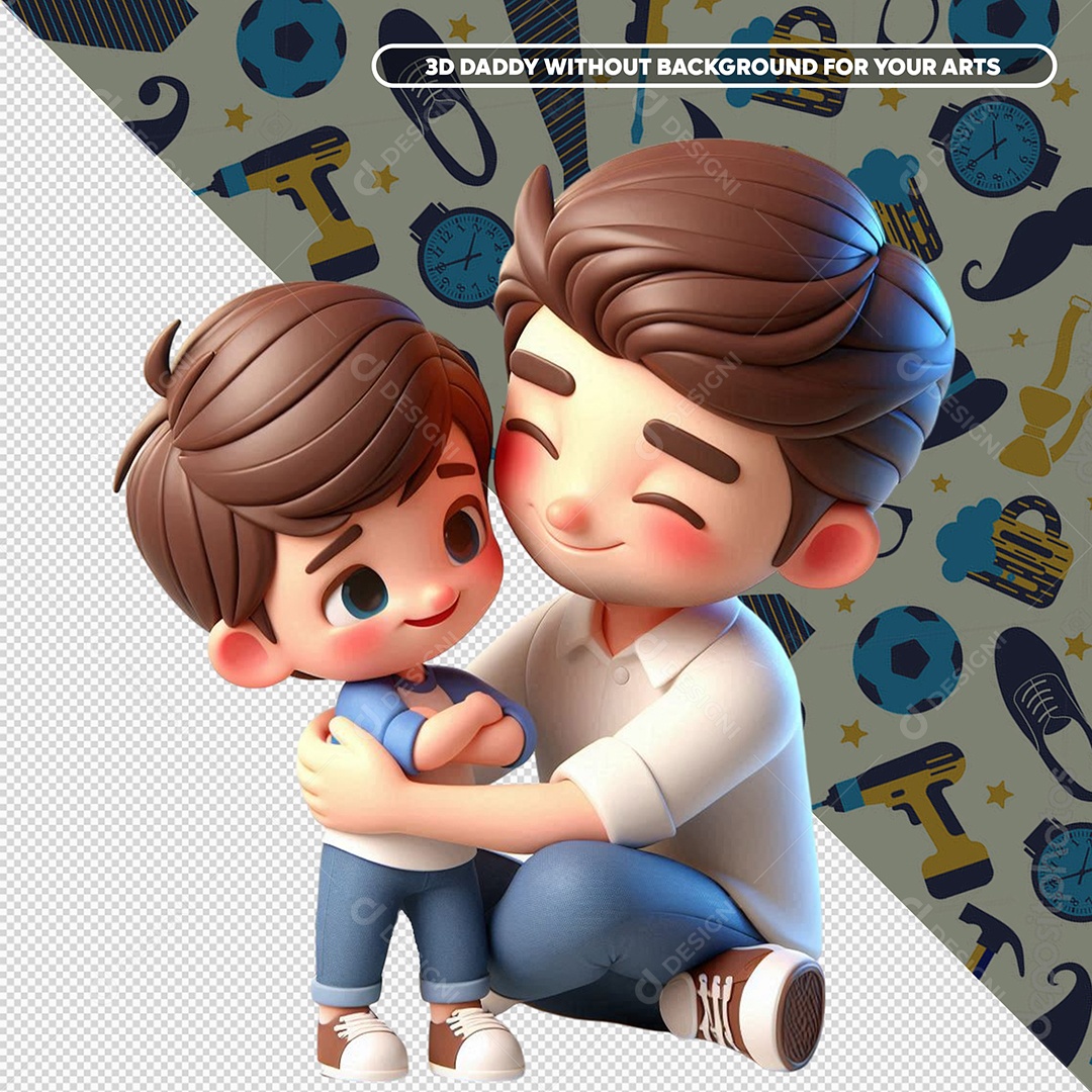 Pai e Filho Elemento 3D para Composição PSD