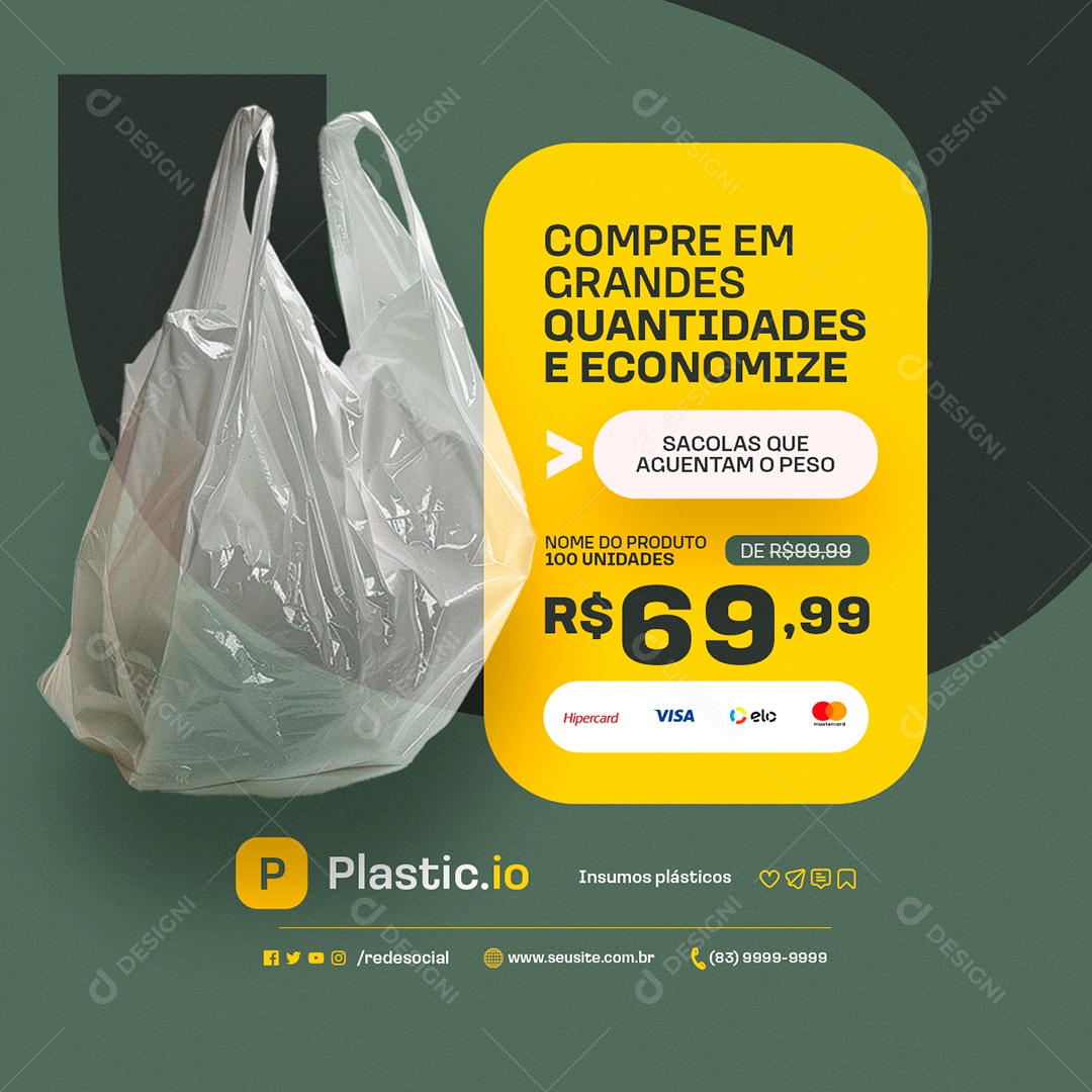 Embalagens Ideal para Delivery Social Media PSD Editável