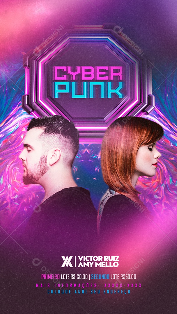 Story Flyer Cyber Punk Social Media PSD Editável