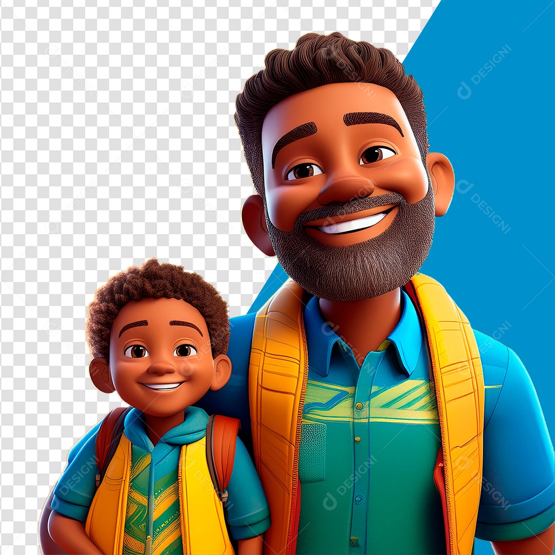 Father and Child 3D Element for PSD Composition
