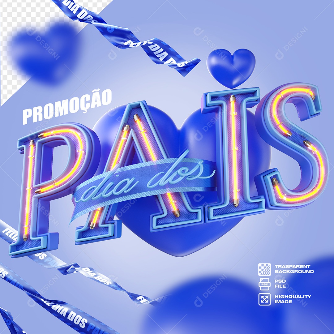 Promoção Dia dos Pais Selo 3D para Composição PSD