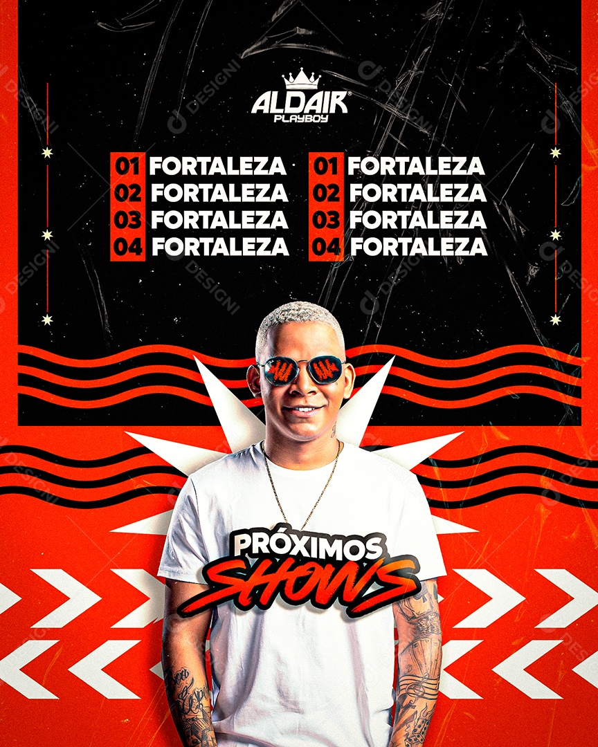 Flyer Próximos Shows Aldair Playboy Social Media PSD Editável