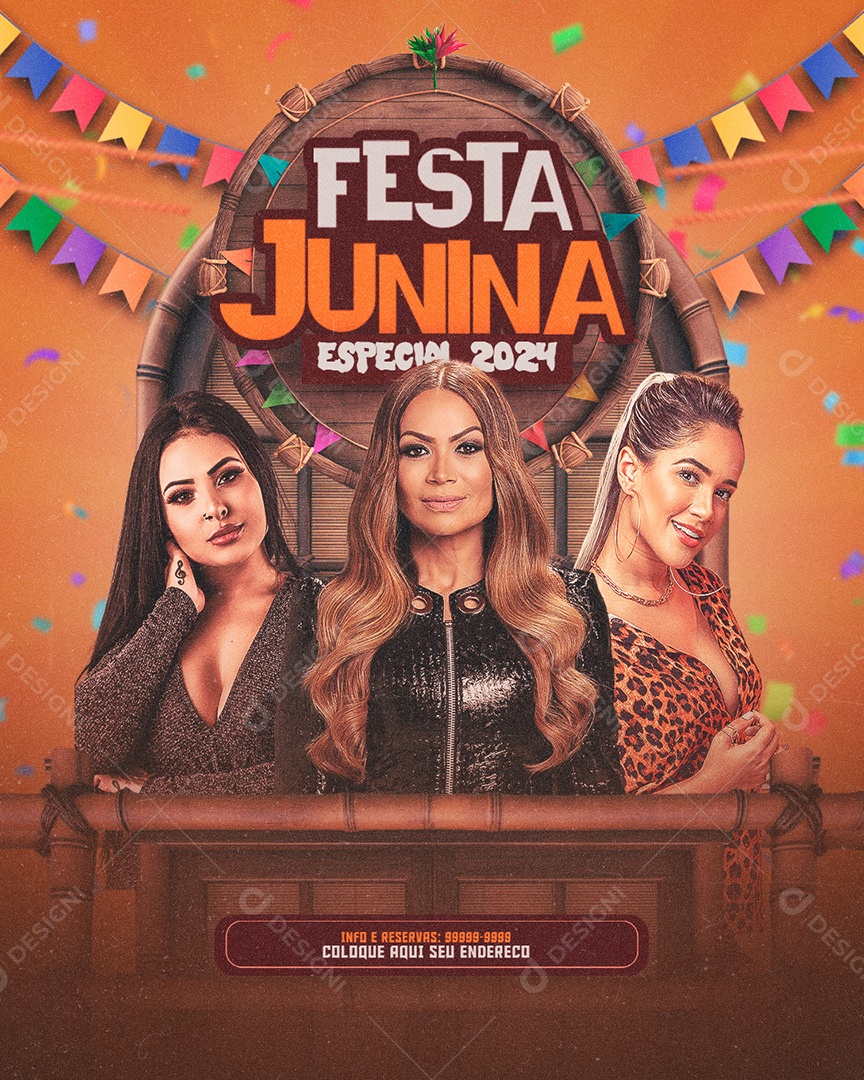 Feed Flyer Festa Junina Social Media PSD Editável