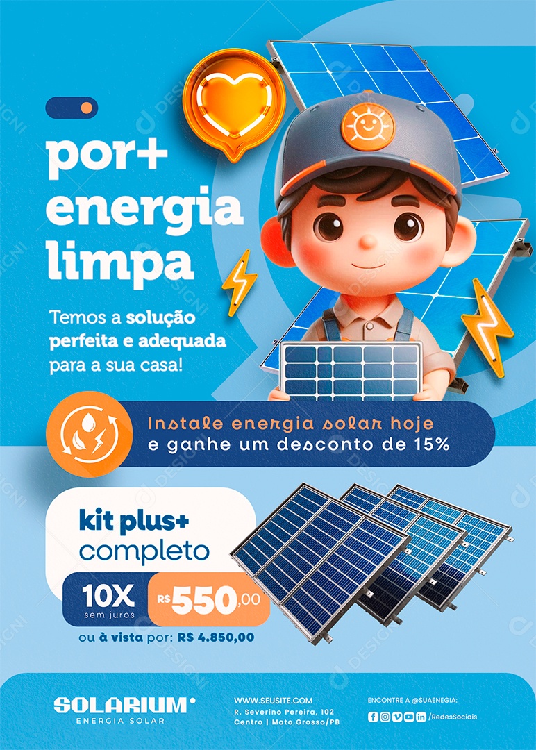 Flyer Energia Solar Social Media PSD Editável
