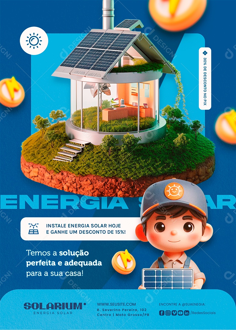 Flyer Energia Solar Social Media PSD Editável