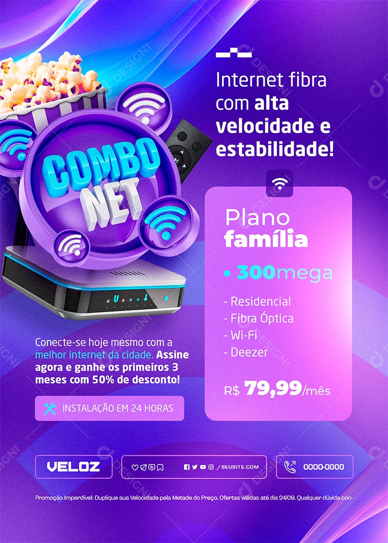 Flyer Internet Combo Net Social Media PSD Editável