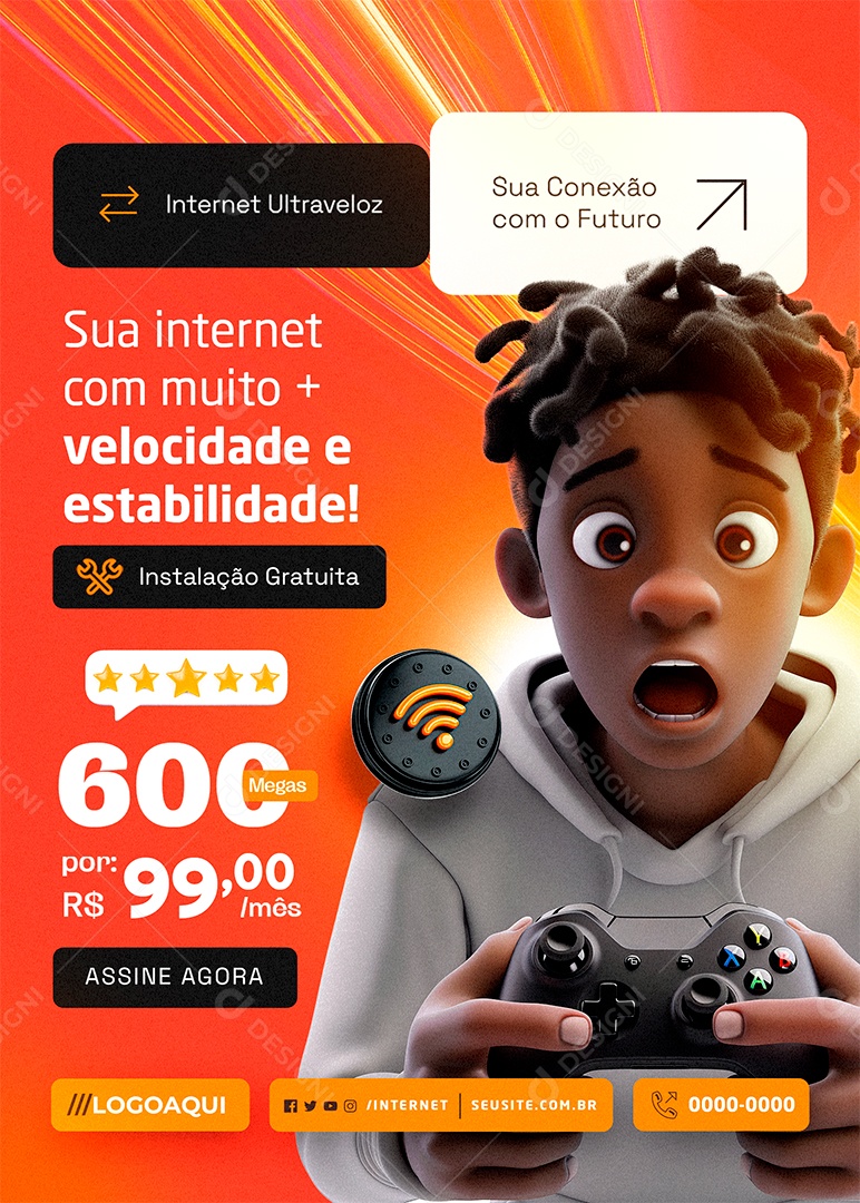 Flyer Internet Sua Conexão com o Futuro Social Media PSD Editável