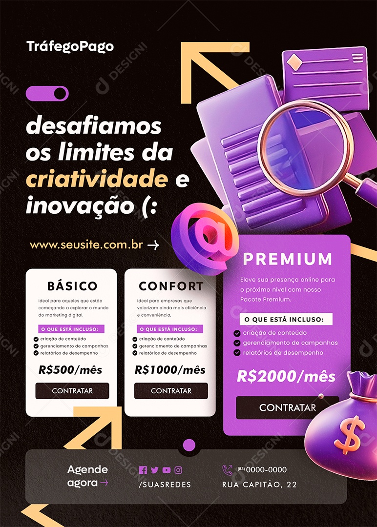 Flyer Marketing Digital Desafiamos os Limites Social Media PSD Editável