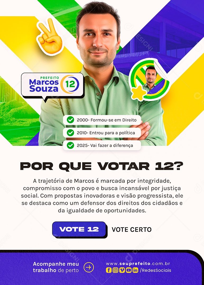 Flyer Prefeito Marcos Souza Social Media PSD Editável