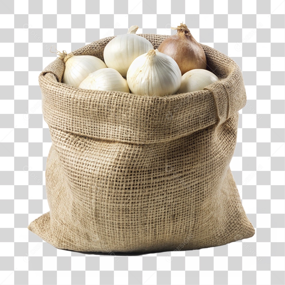 Saco com Alho PNG Transparente