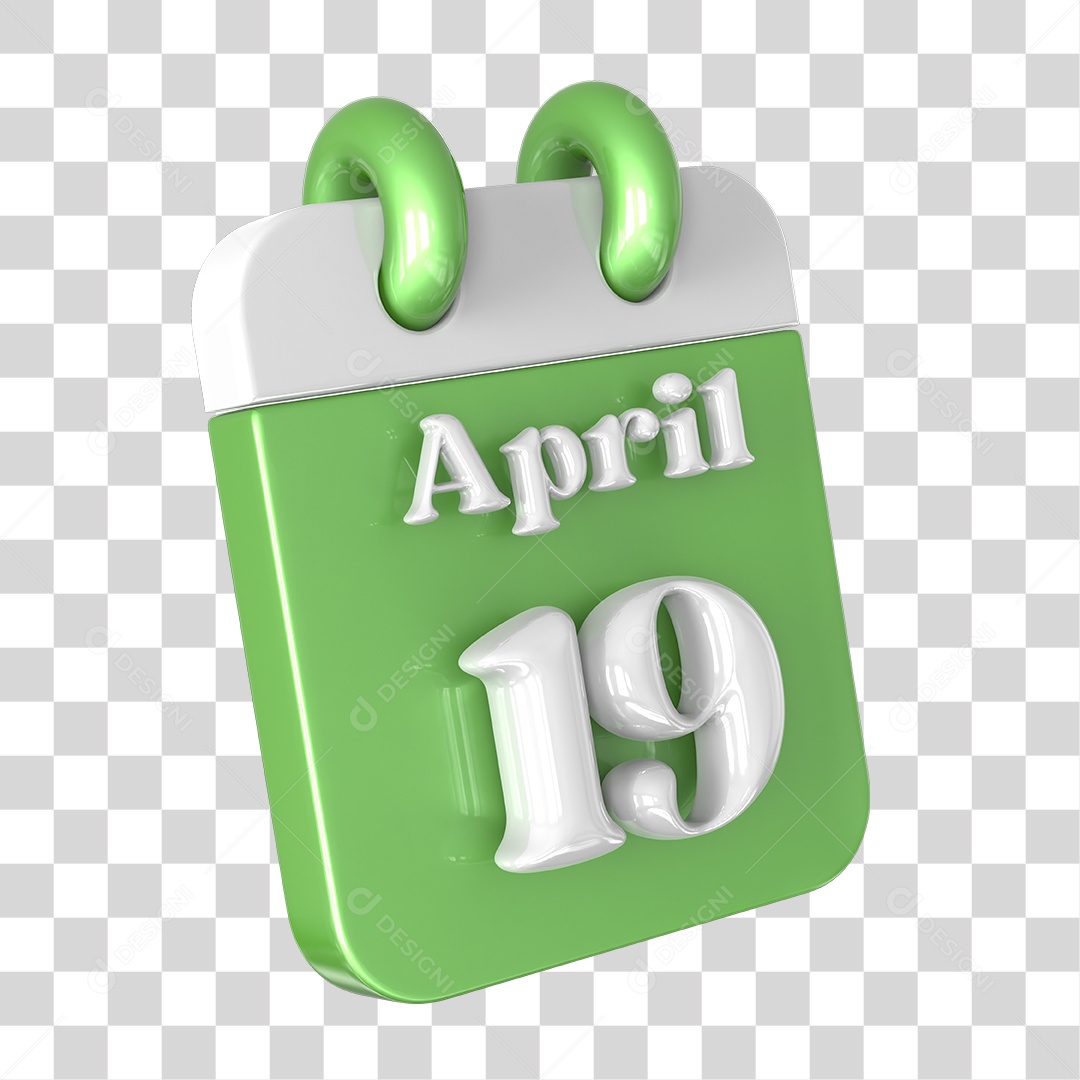 Elemento 3D Calendário 19 de Abril PNG Transparente