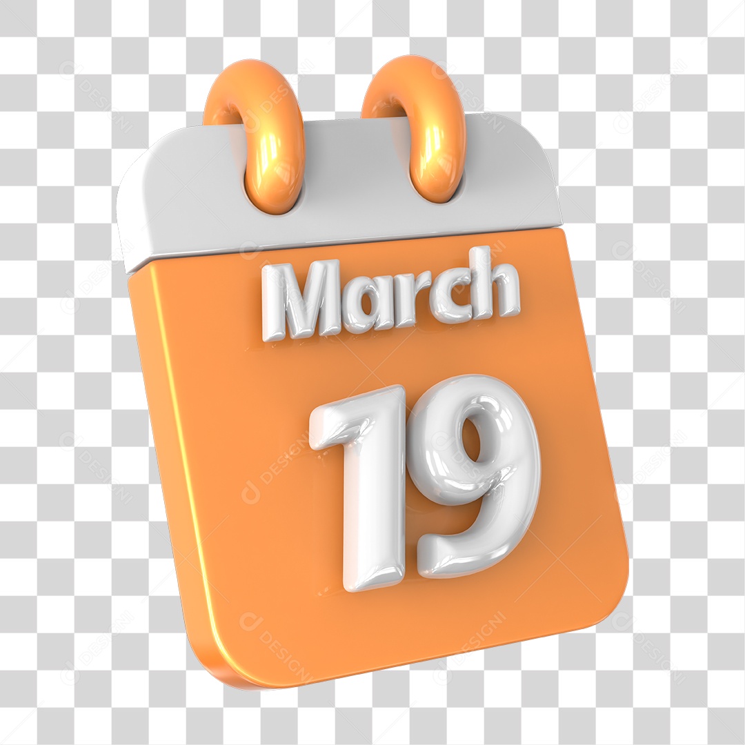 Elemento 3D Calendário 19 de Marçio PNG Transparente