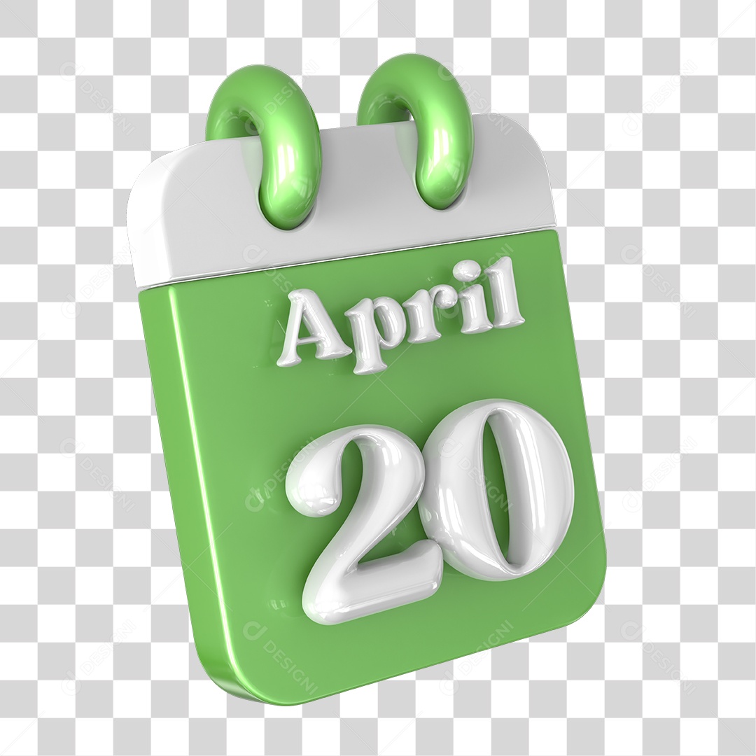 Elemento 3D Calendário 20 de Abril PNG Transparente