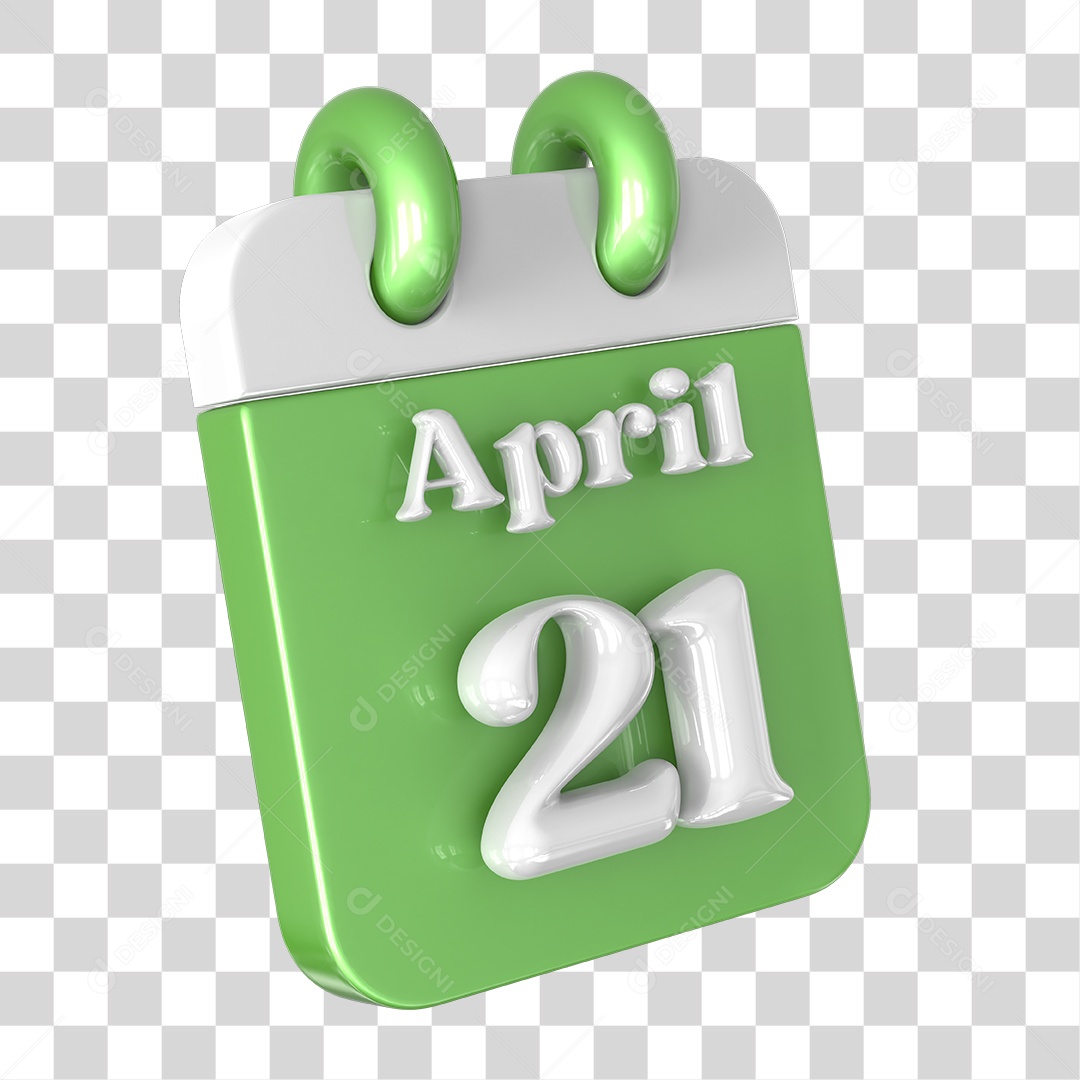 Elemento 3D Calendário 21 de Abril PNG Transparente