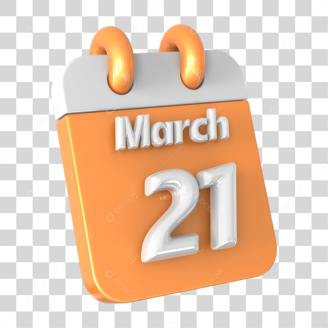Elemento 3D Calendário 21 de Março PNG Transparente