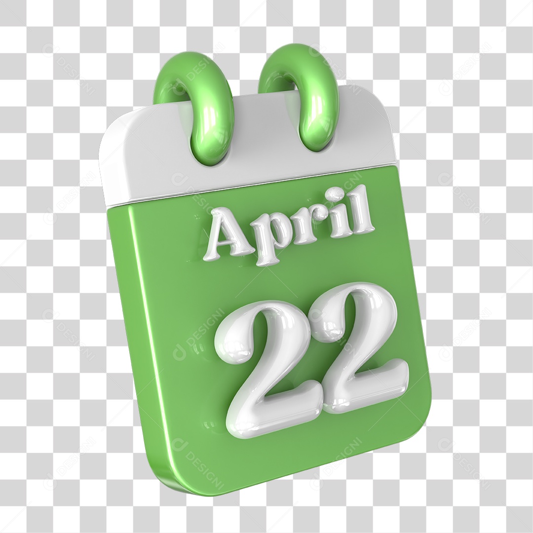 Elemento 3D Calendário 22 de Abril PNG Transparente