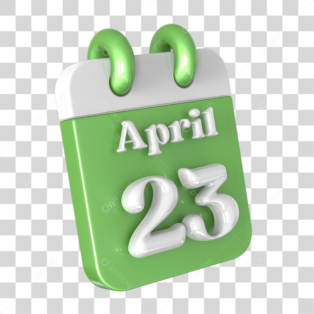 Elemento 3D Calendário 23 de Abril PNG Transparente