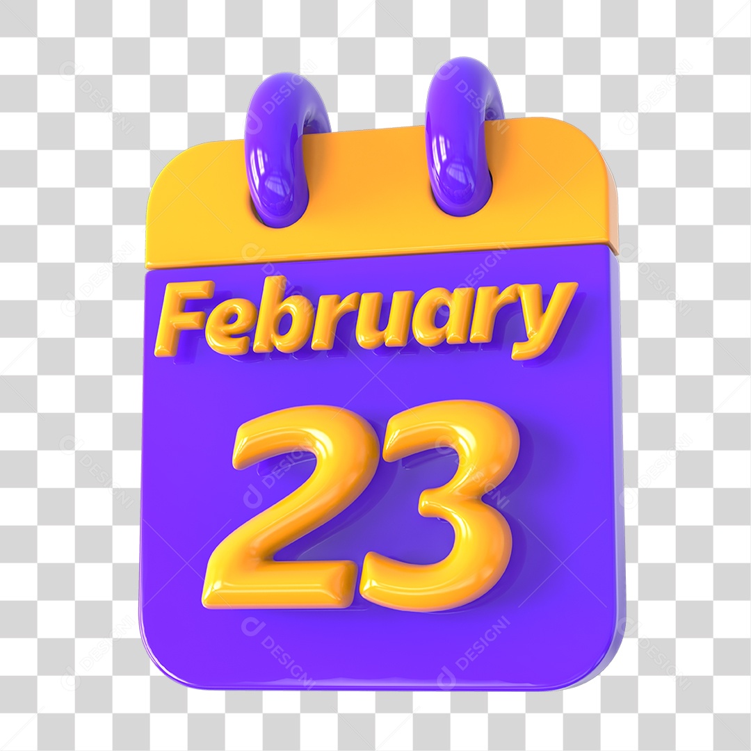 Elemento 3D Calendário 23 de Fevereiro PNG Transparente
