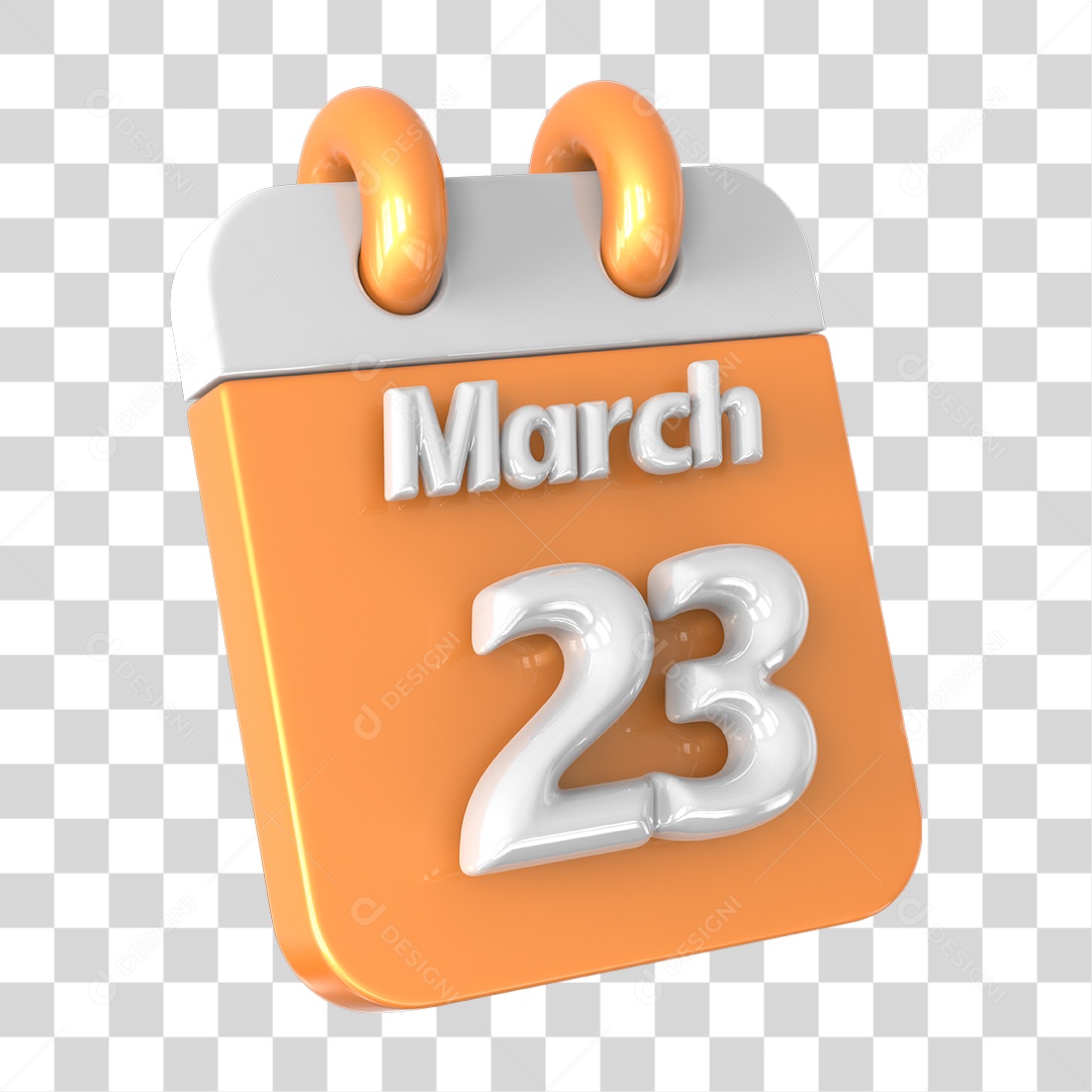 Elemento 3D Calendário 23 de Março PNG Transparente