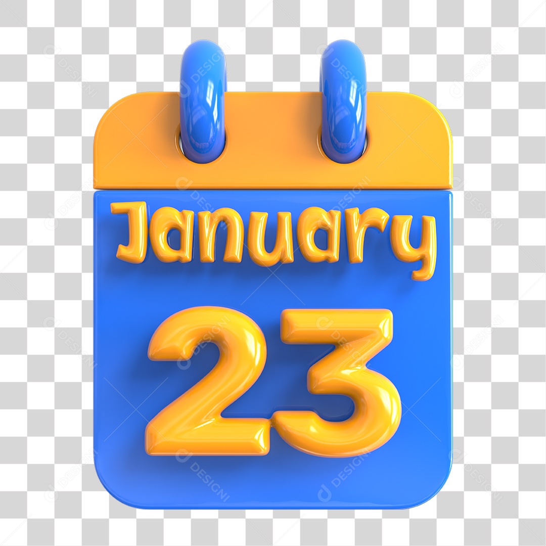 Elemento 3D Calendário 23 de Janeiro PNG Transparente