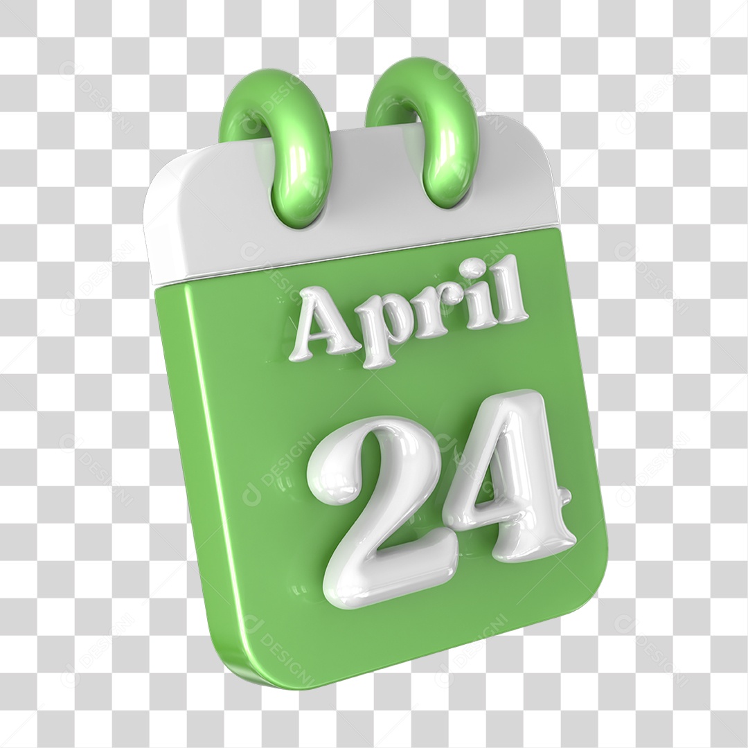 Elemento 3D Calendário 24 de Abril PNG Transparente