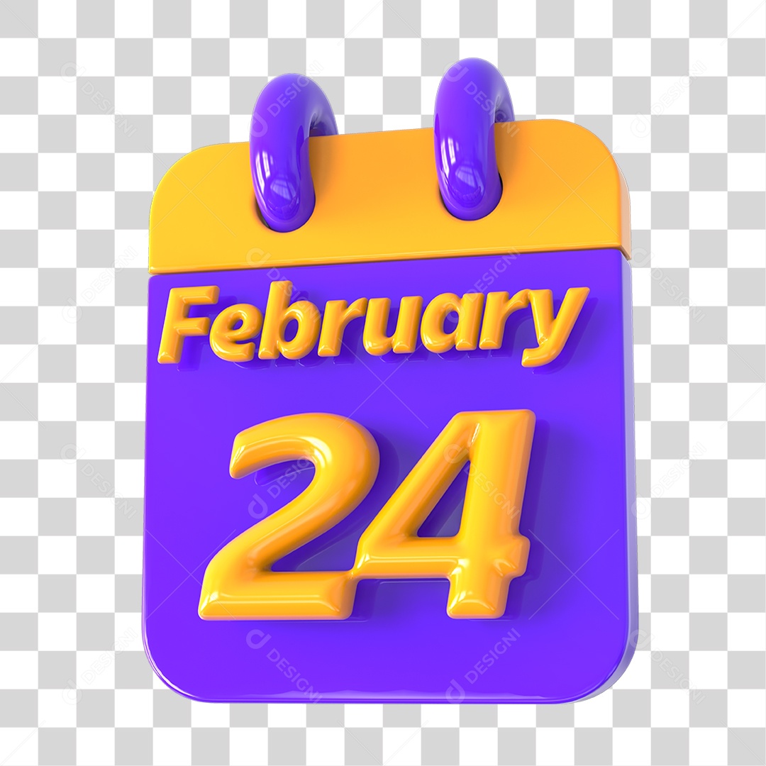 Elemento 3D Calendário 24 de Fevereiro PNG Transparente