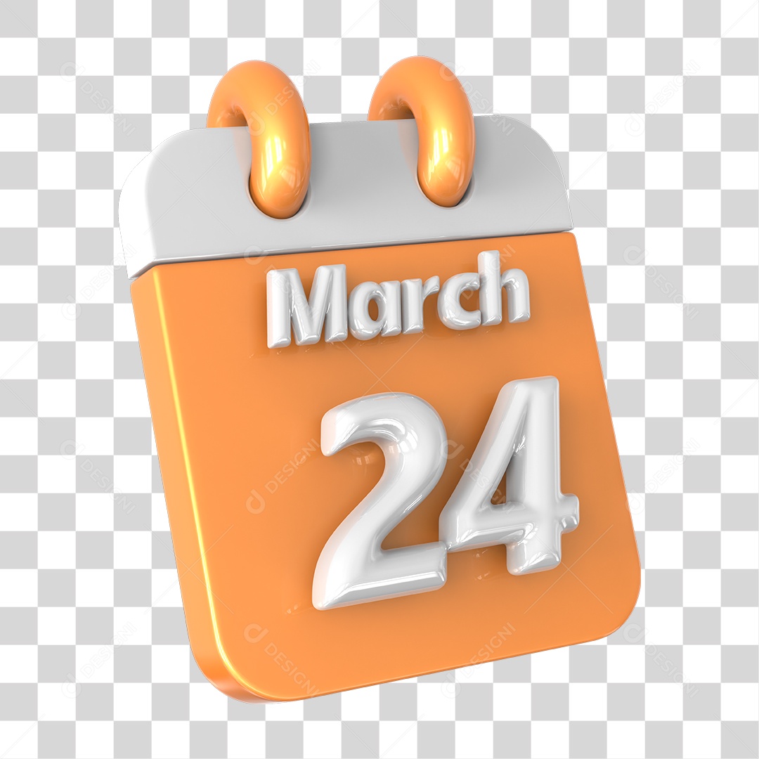 Elemento 3D Calendário 24 de Março PNG Transparente