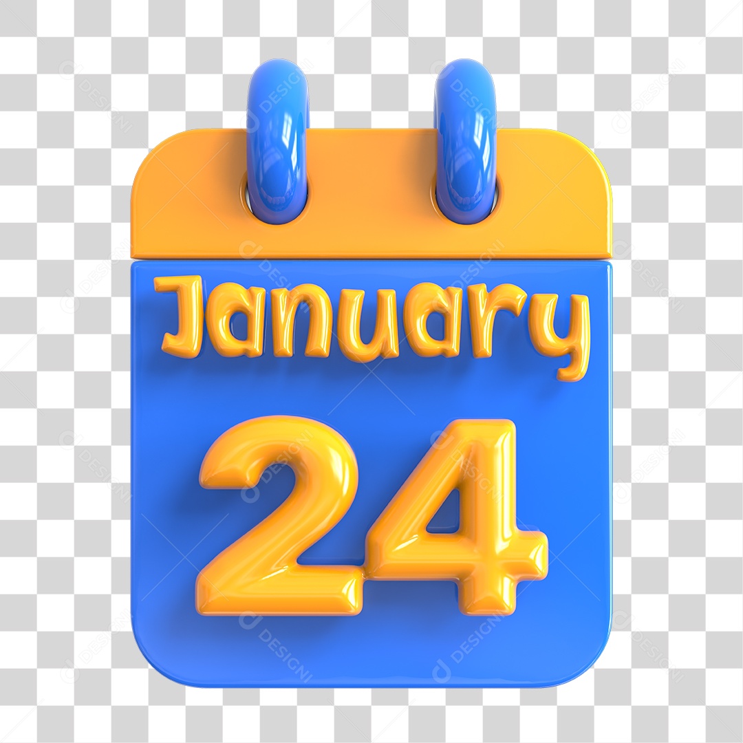 Elemento 3D Calendário 24 de Janeiro PNG Transparente