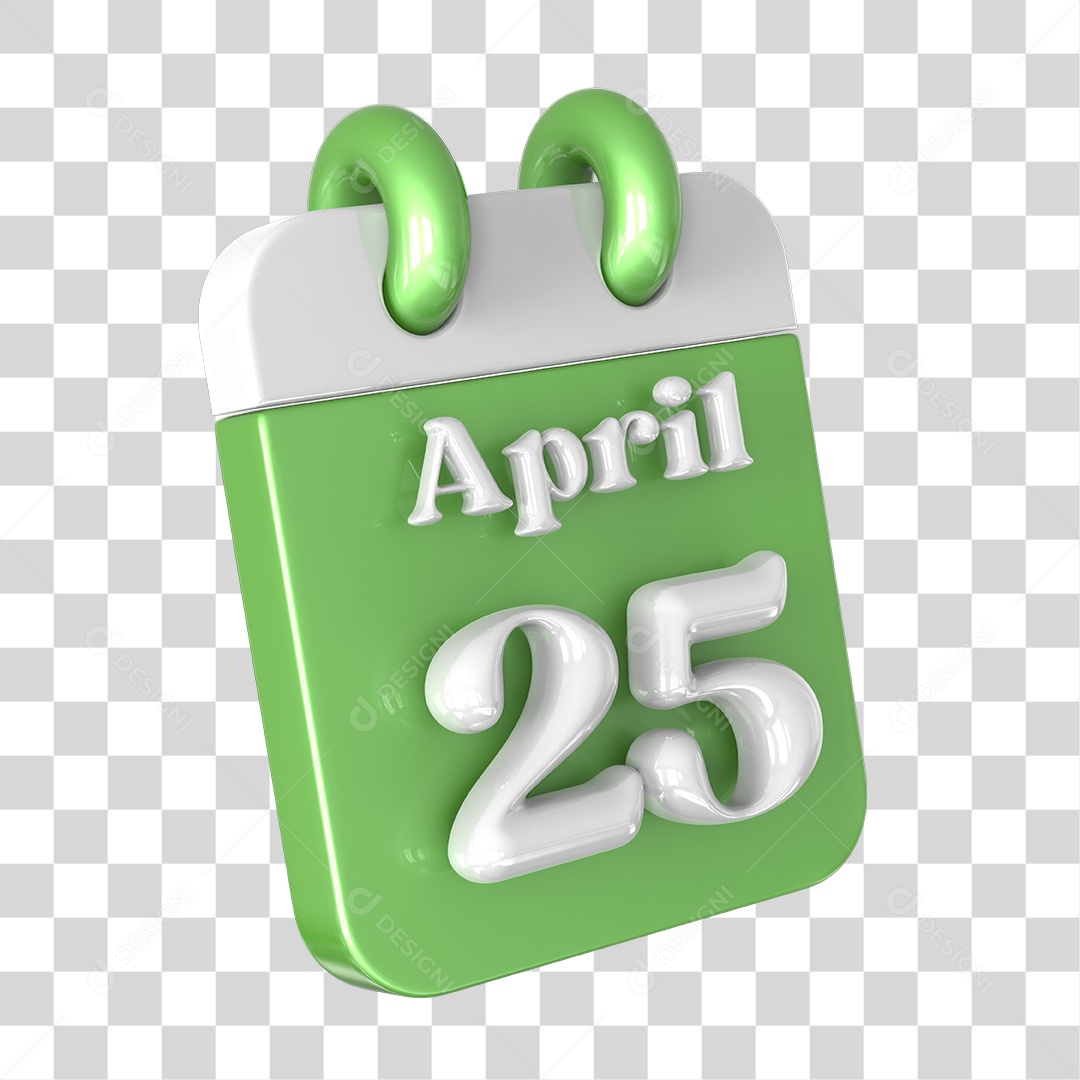 Elemento 3D Calendário 25 de Abril PNG Transparente
