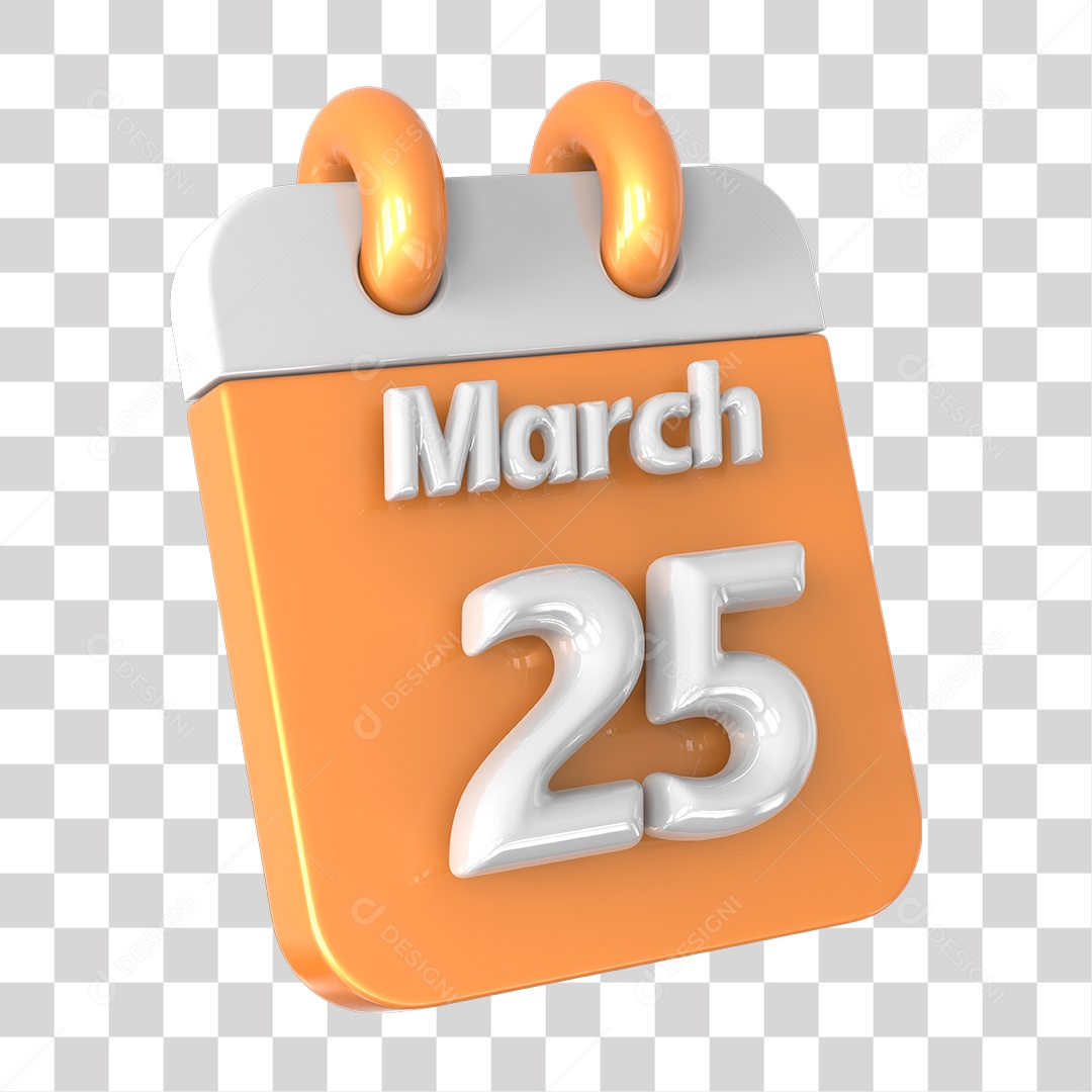 Elemento 3D Calendário 25 de Março PNG Transparente