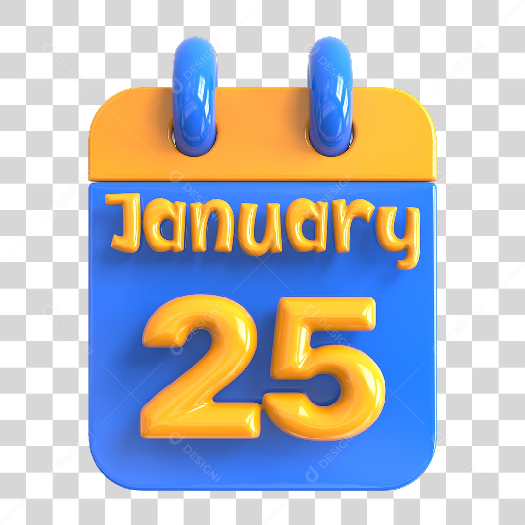 Elemento 3D Calendário 25 de Janeiro PNG Transparente
