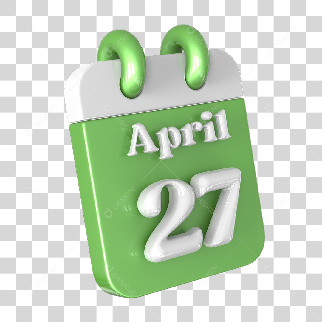 Elemento 3D Calendário 27 de Abril PNG Transparente