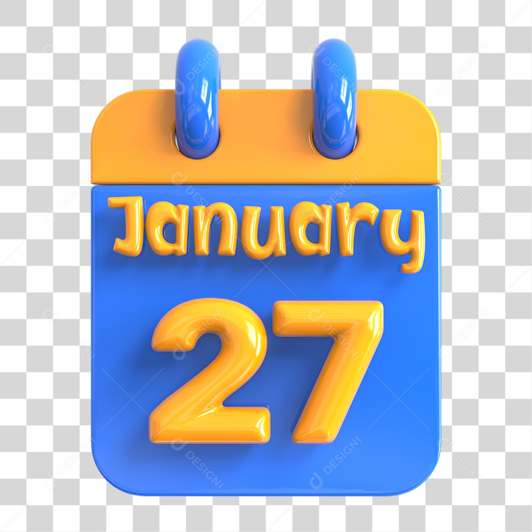 Elemento 3D Calendário 27 de Janeiro PNG Transparente