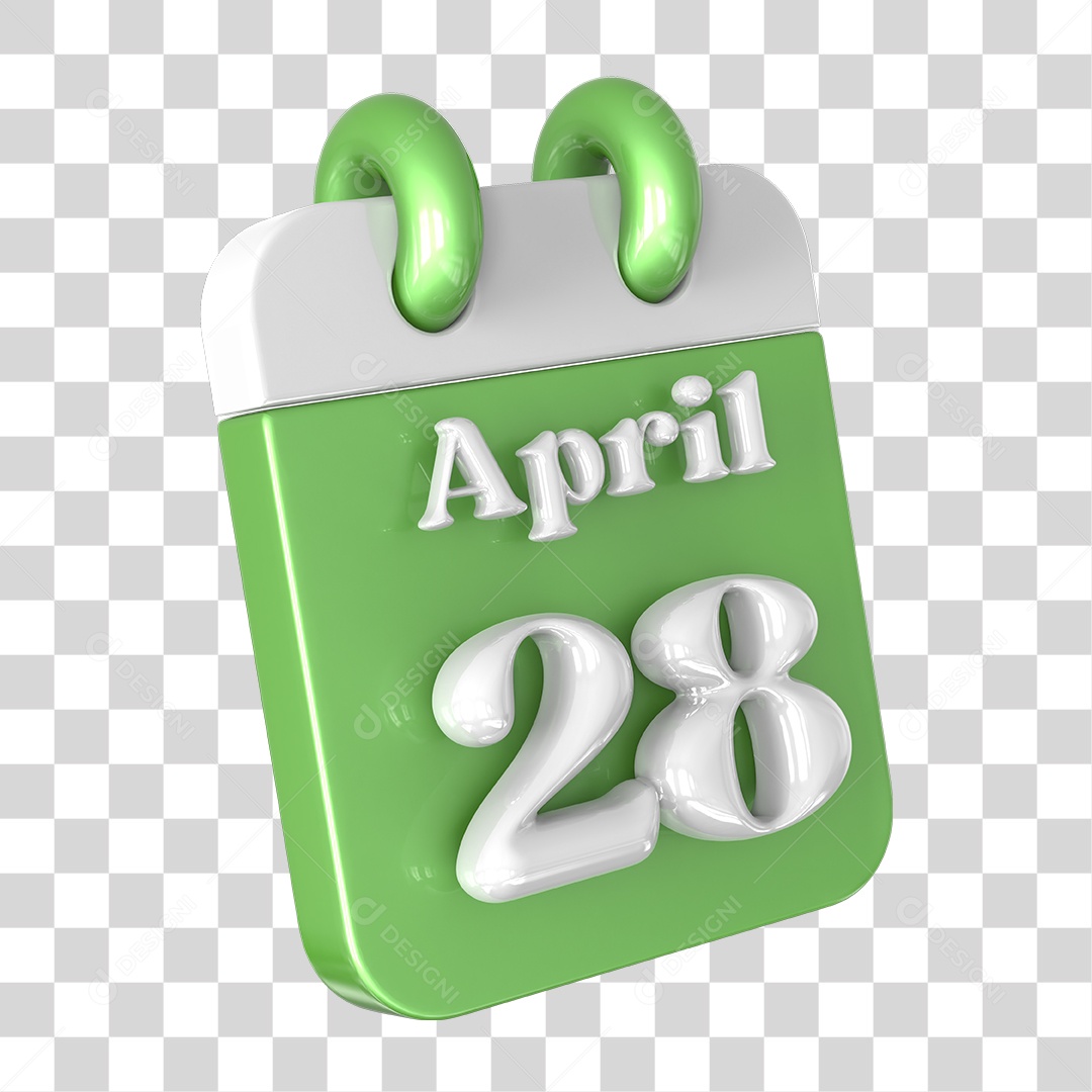 Elemento 3D Calendário 28 de Abril PNG Transparente